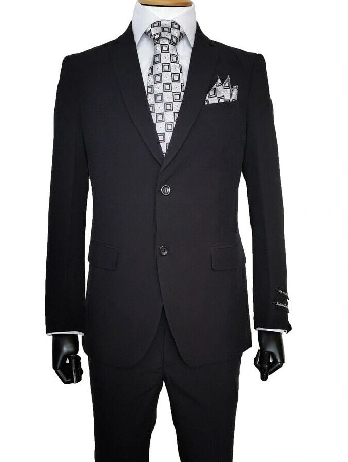 Traje Negro Básico Hombre: Elegancia Simple con Pantalones Planos, ¡Imprescindible!