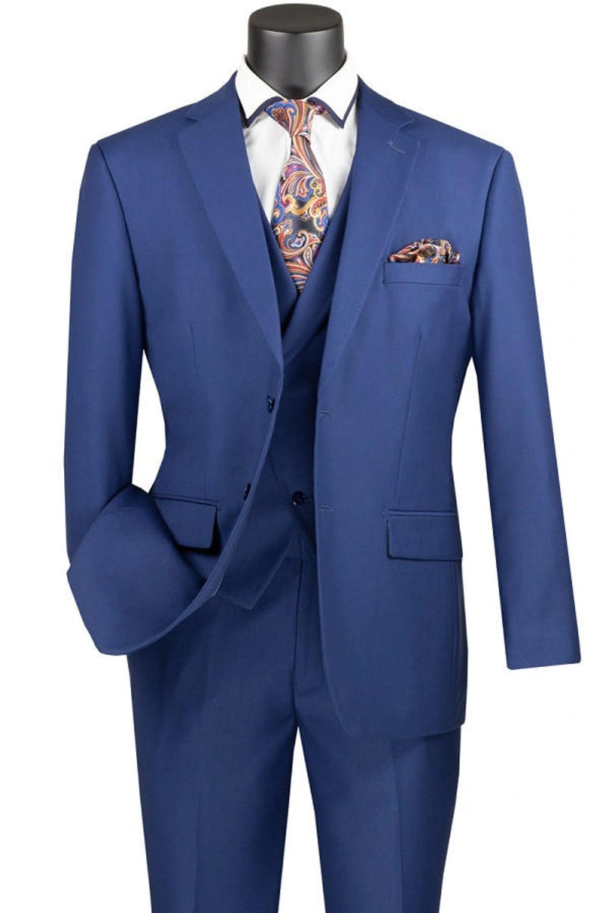 Traje Moderno Azul Vinci MV2TR: Elegancia y Estilo para el Hombre Exigente (3 Piezas)